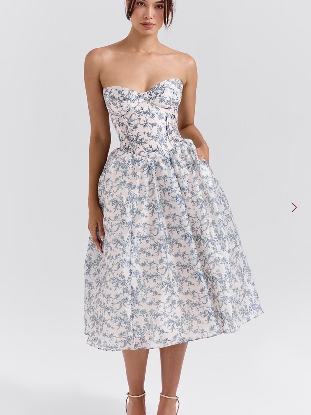 House of CB Bennett English Porcelain Print Strapless Sundress-Small